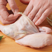 Before stuffing the birds under the skin with butter, use your fingers to loosen the skin from the meat.