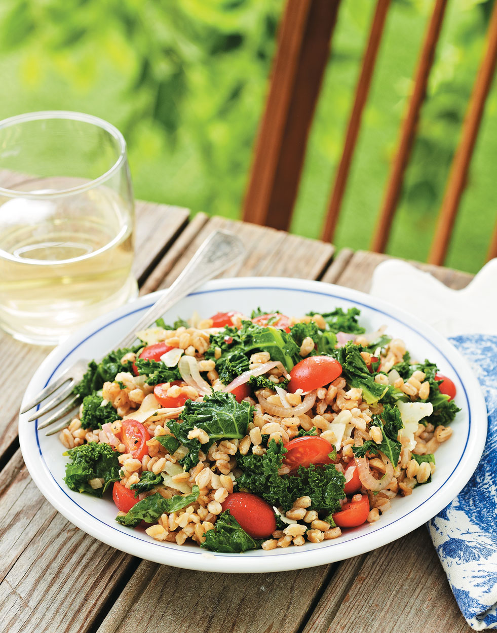 Warm Tuscan Farro Salad with Basil-Lemon Vinaigrette Recipe