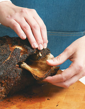 Be sure to  pull out the large bone from the roast prior to slicing, it should easily slide out.
