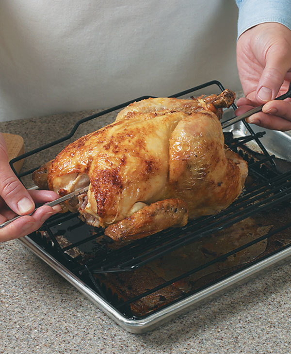 Tip to Transfer Roasted Chicken From Pan to Cutting Board or Serving Platter