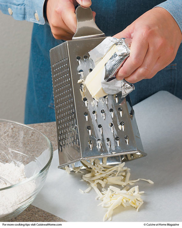 Use a cheese grater on cold butter