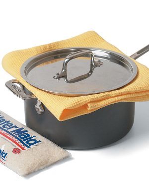 rice resting with towel under lid