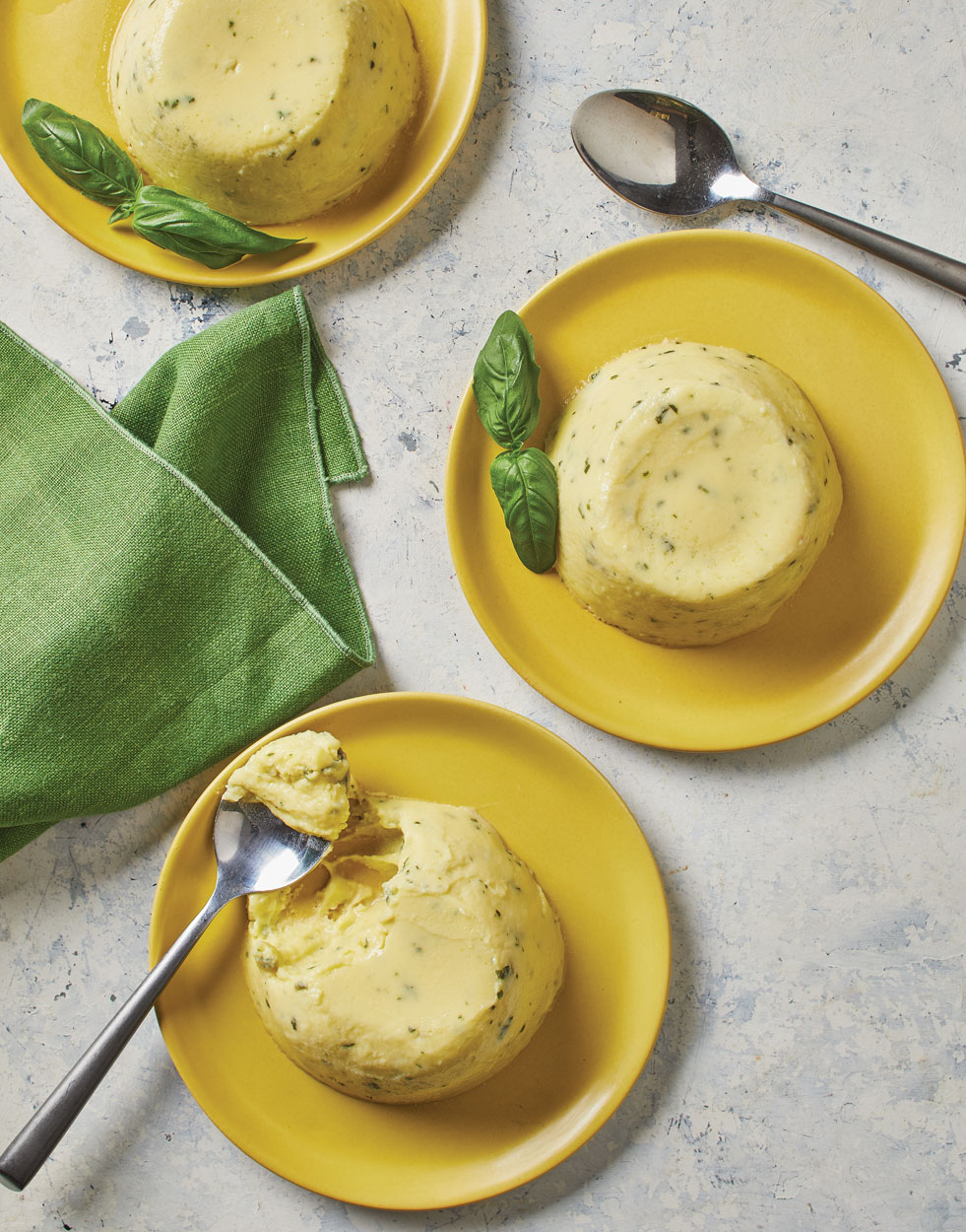 Sweet Corn Budini with Fresh Basil