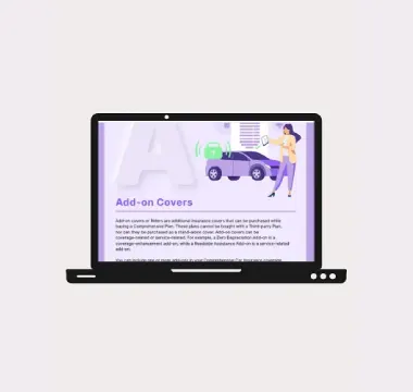 Car insurance add-on computer screen