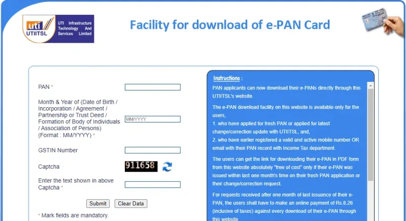 How To Download PAN Card via UTIITSL?-Step 2