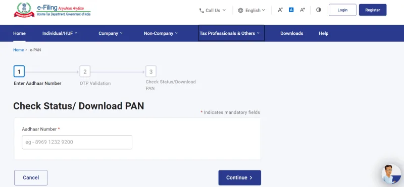 How To Download PAN Card via Income Tax e-Filing Website? Step-2