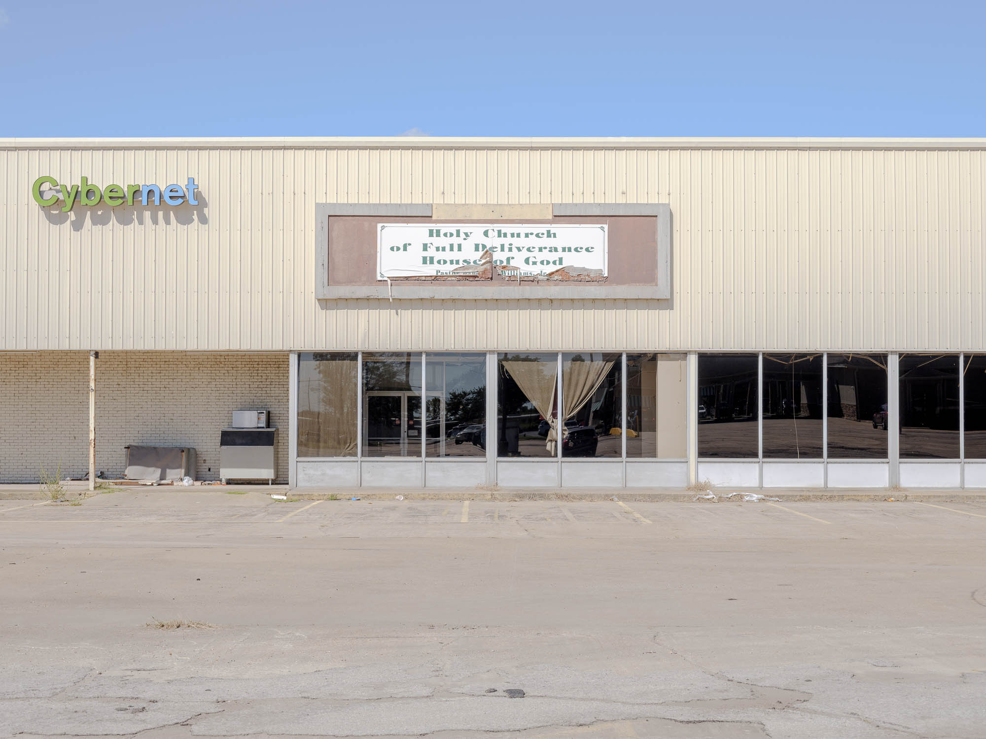 abandoned church in strip mall