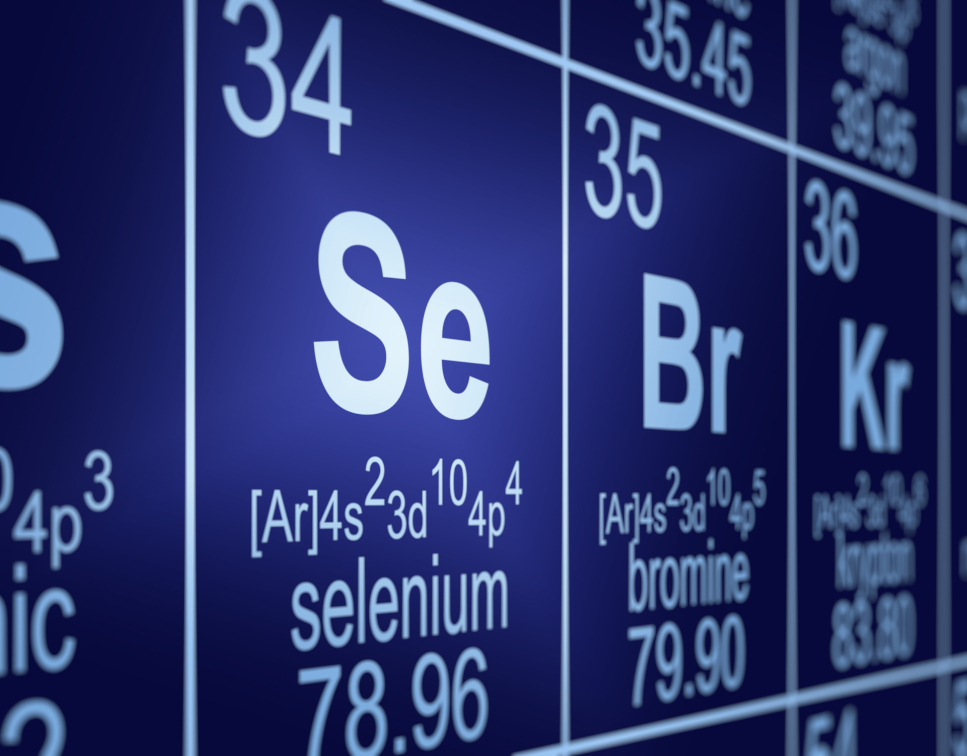 Bild av periodiska systemet med selen i fokus