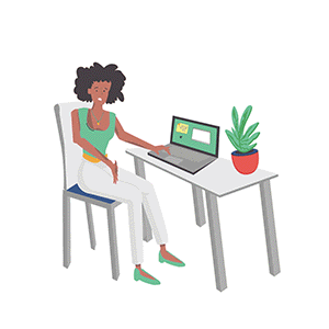Gif de mujer afromericana trabajando en su laptop