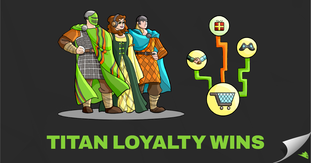 Loyalty image, three Titans with ecommerce graphics
