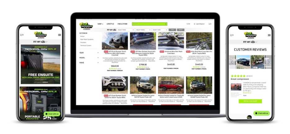 Ironman 4x4 America screenshots of their mobile and desktop website