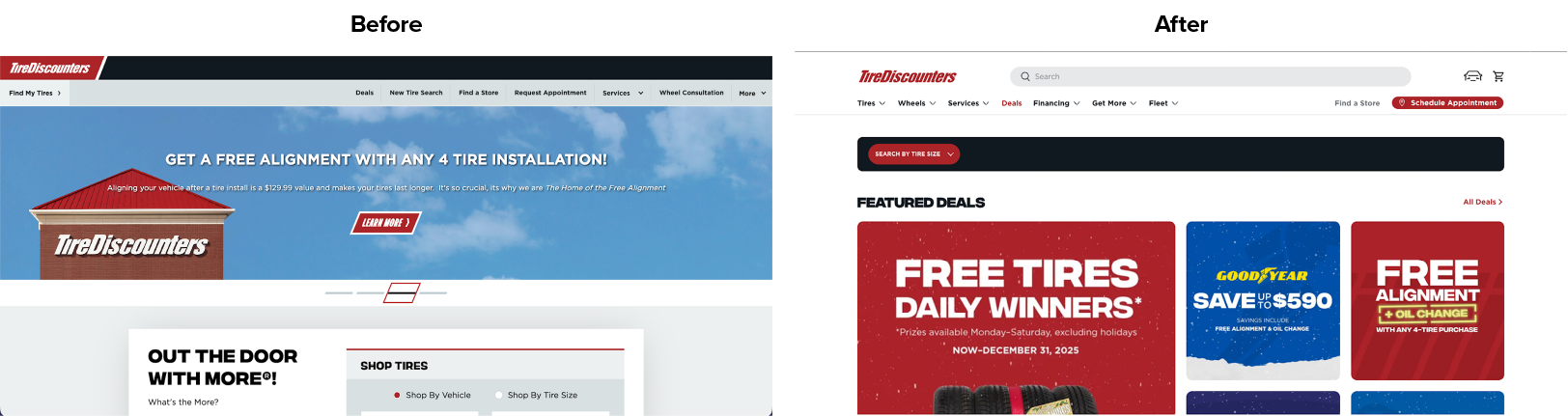Tire Discounters Homepage UX changes
