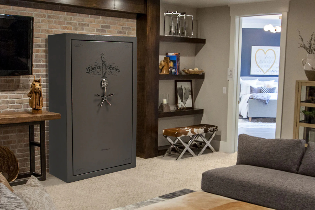 Liberty Safe Preview of white safe in a wall