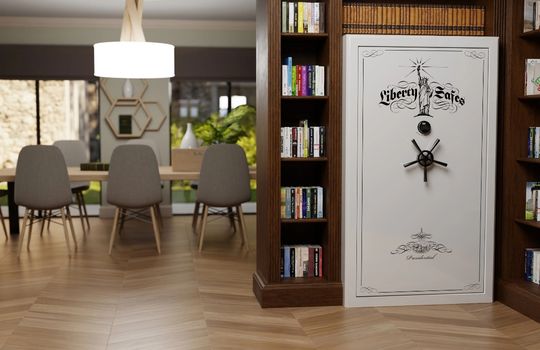 Liberty Safe Preview of white safe in a wall