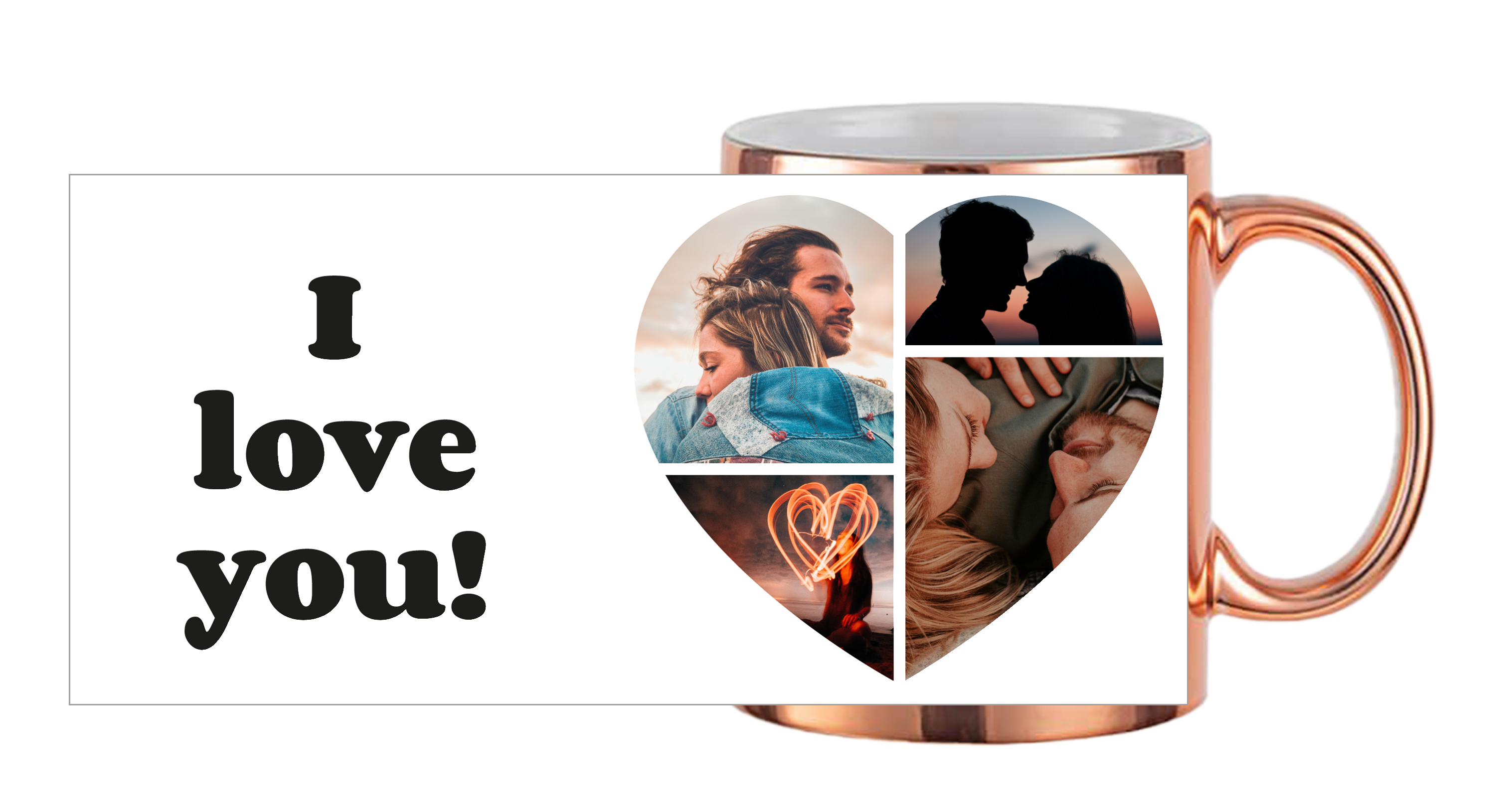 Herz Collage - Tasse Rose Gold