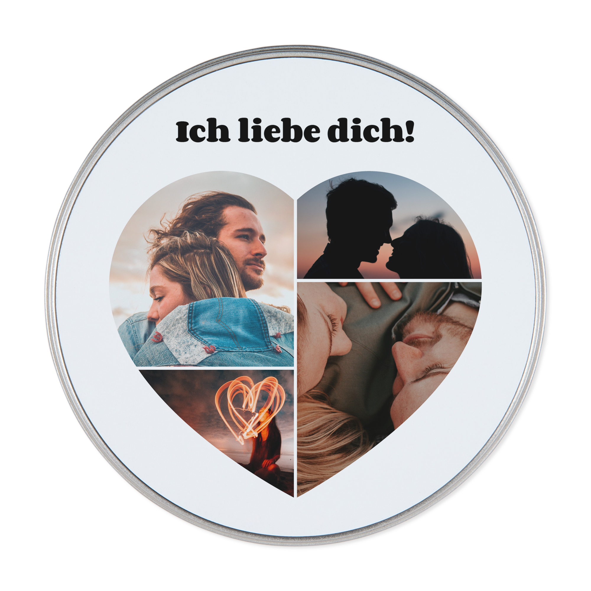 Herzcollage - Keksdose (rund)