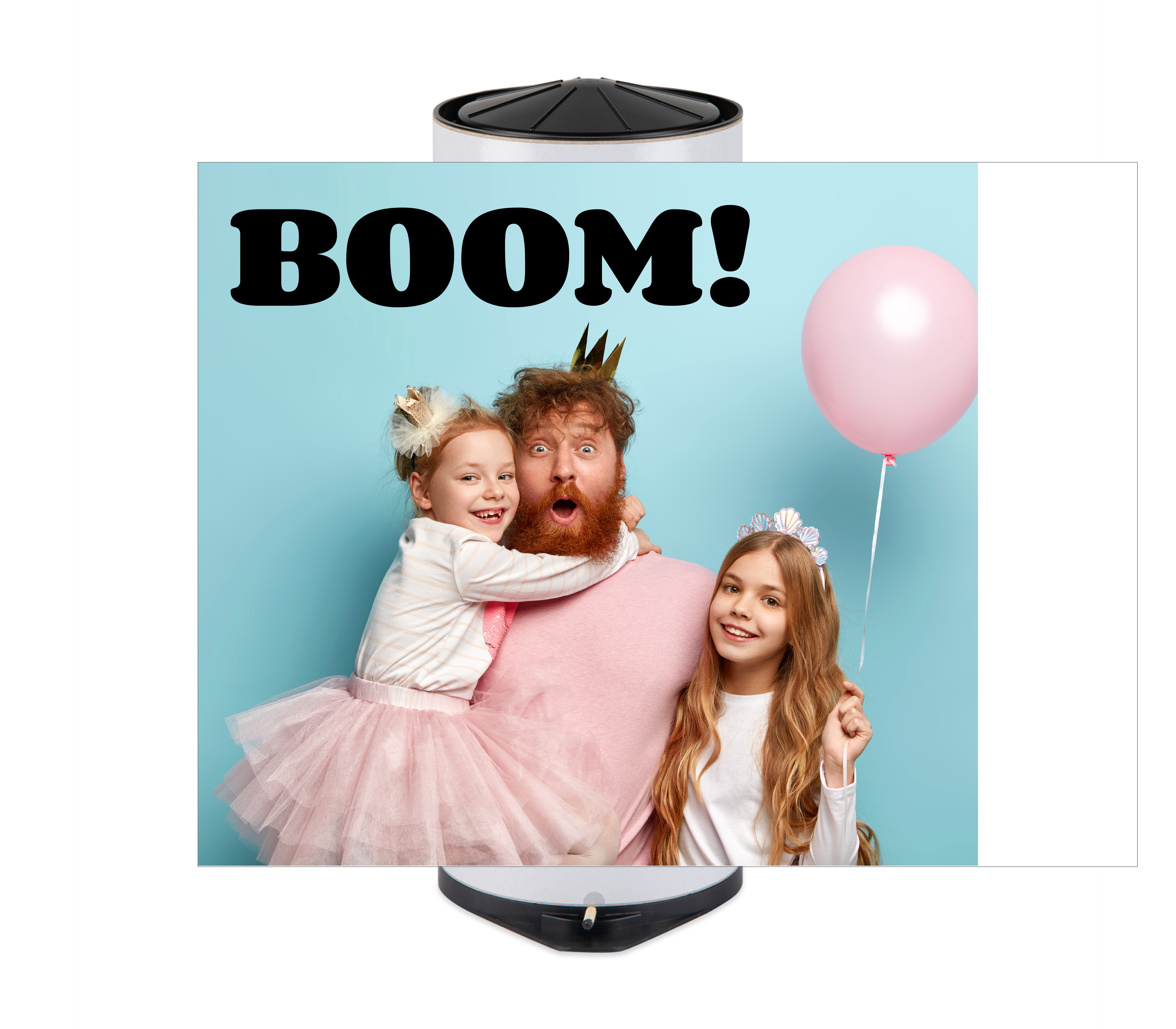 Bild mit schwarzem Text - Tischbombe