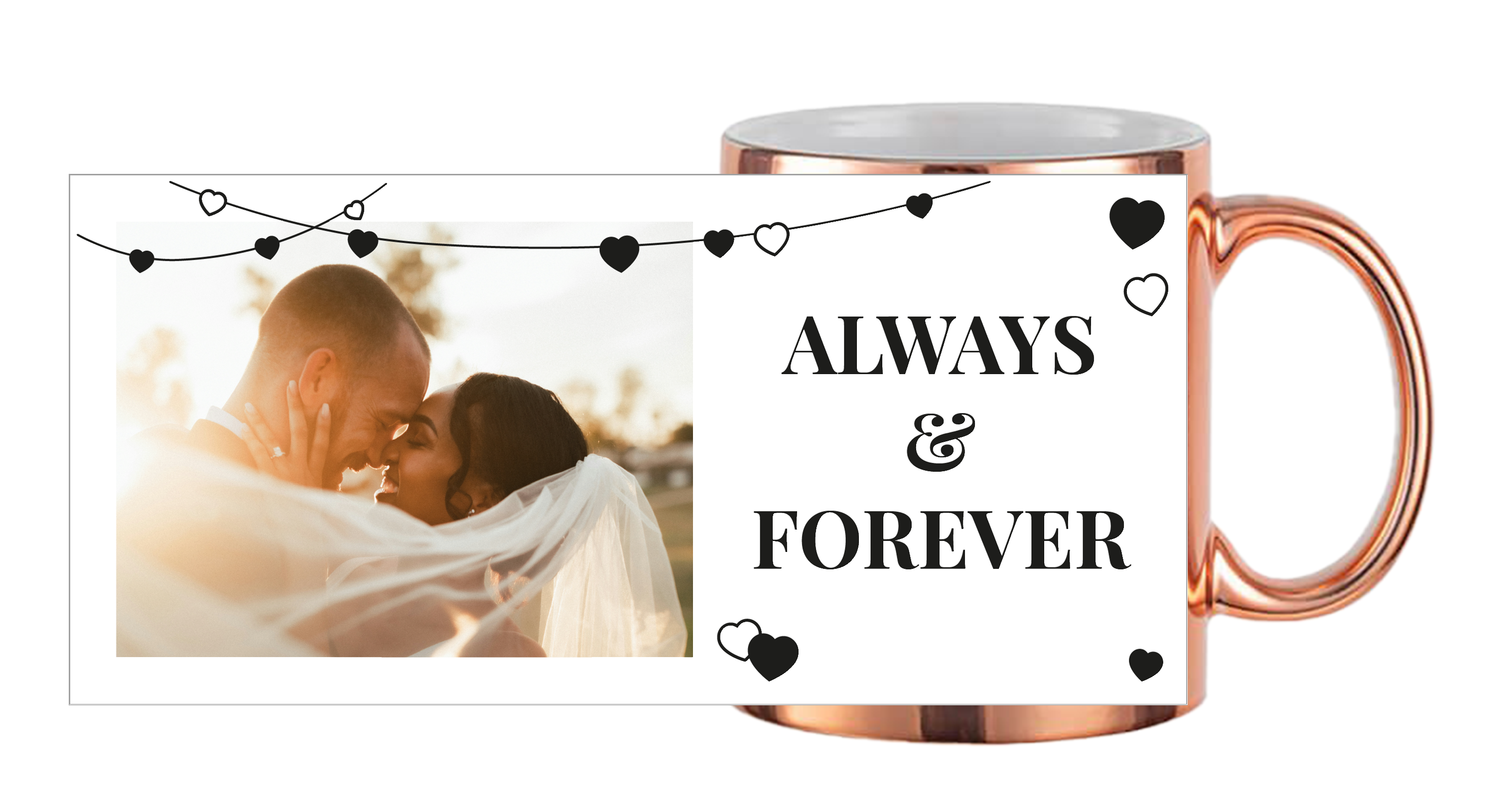 Bild mit Herzen 1 - Tasse Rose Gold