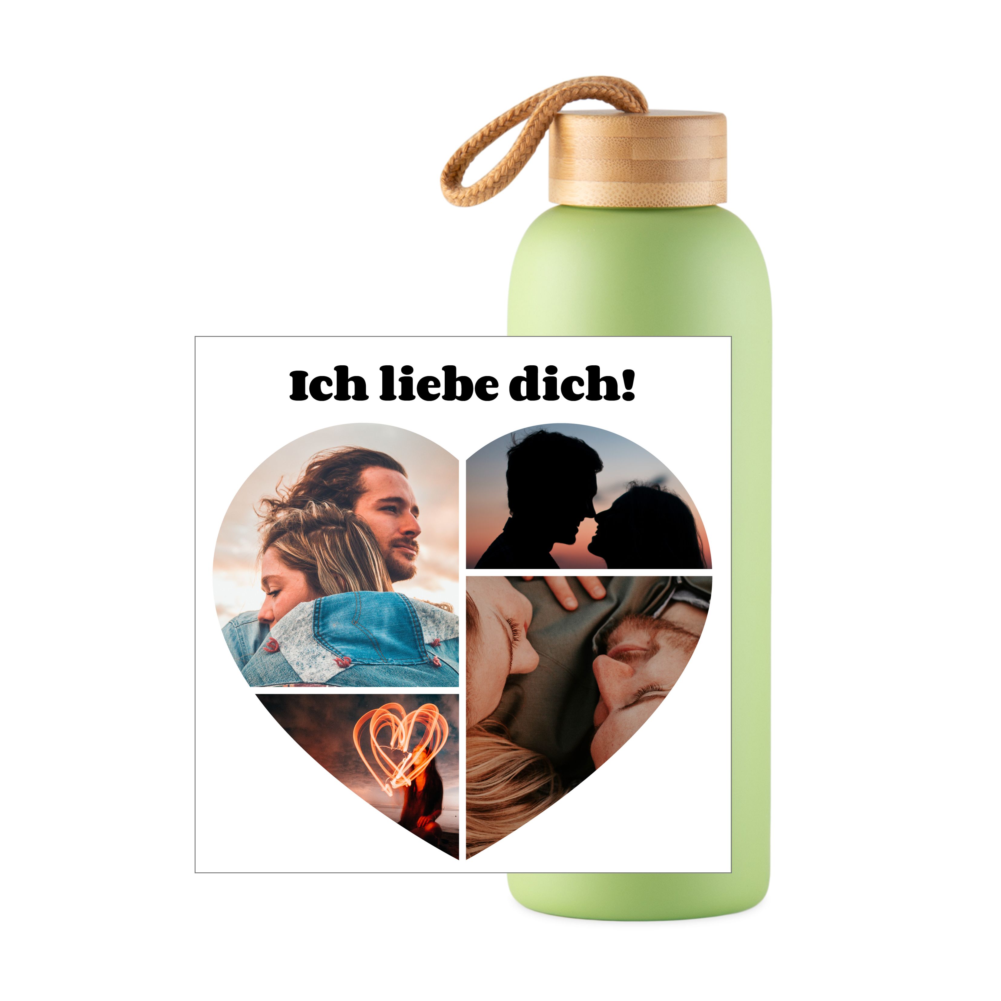 Herzcollage - Trinkflasche (grün)