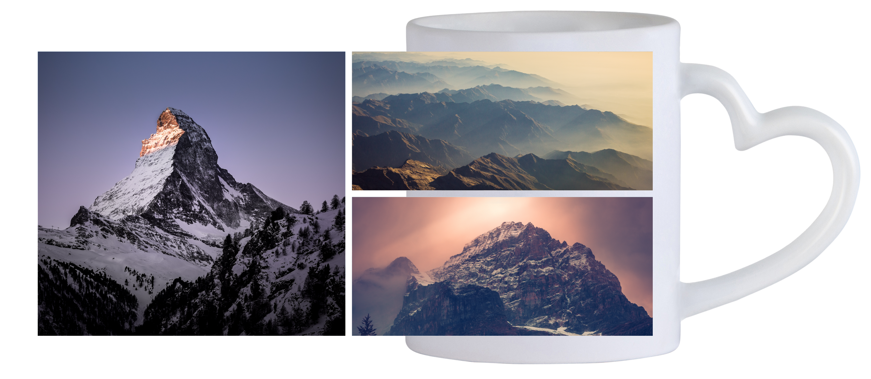 3 images - Tasse en forme de cœur blanche