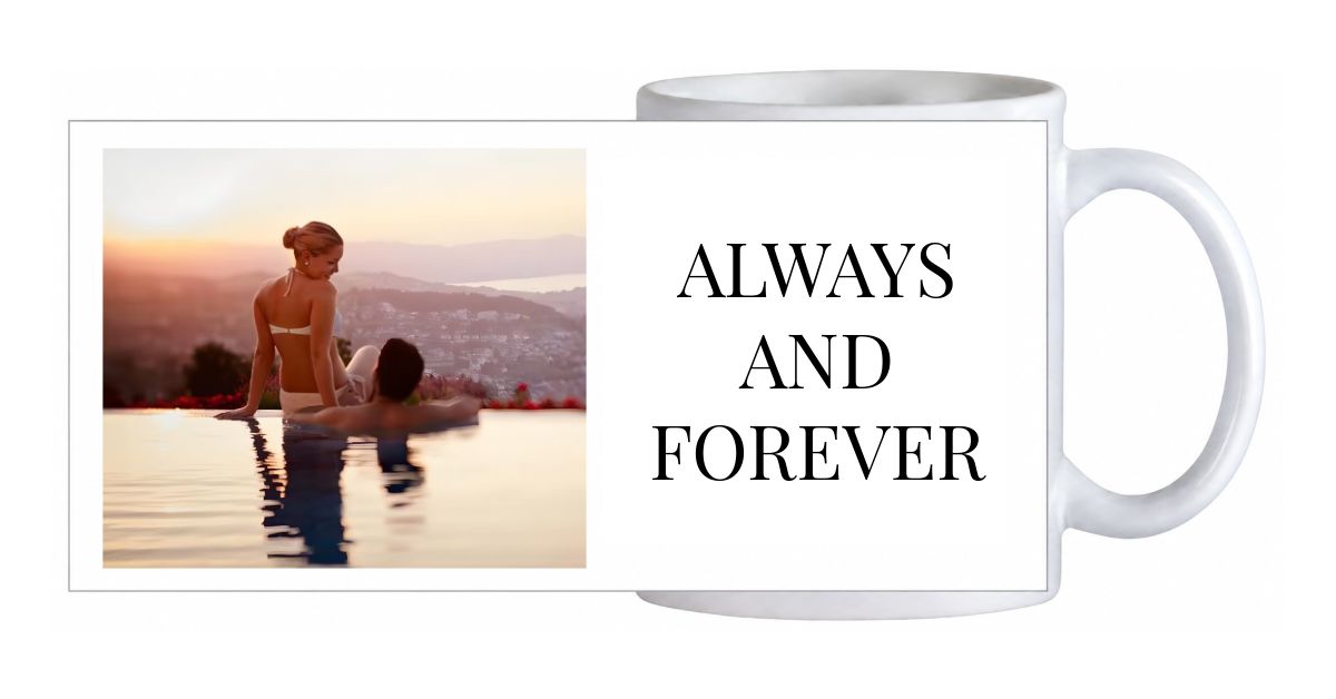 Tasse | Bild mit schwarzem Text 