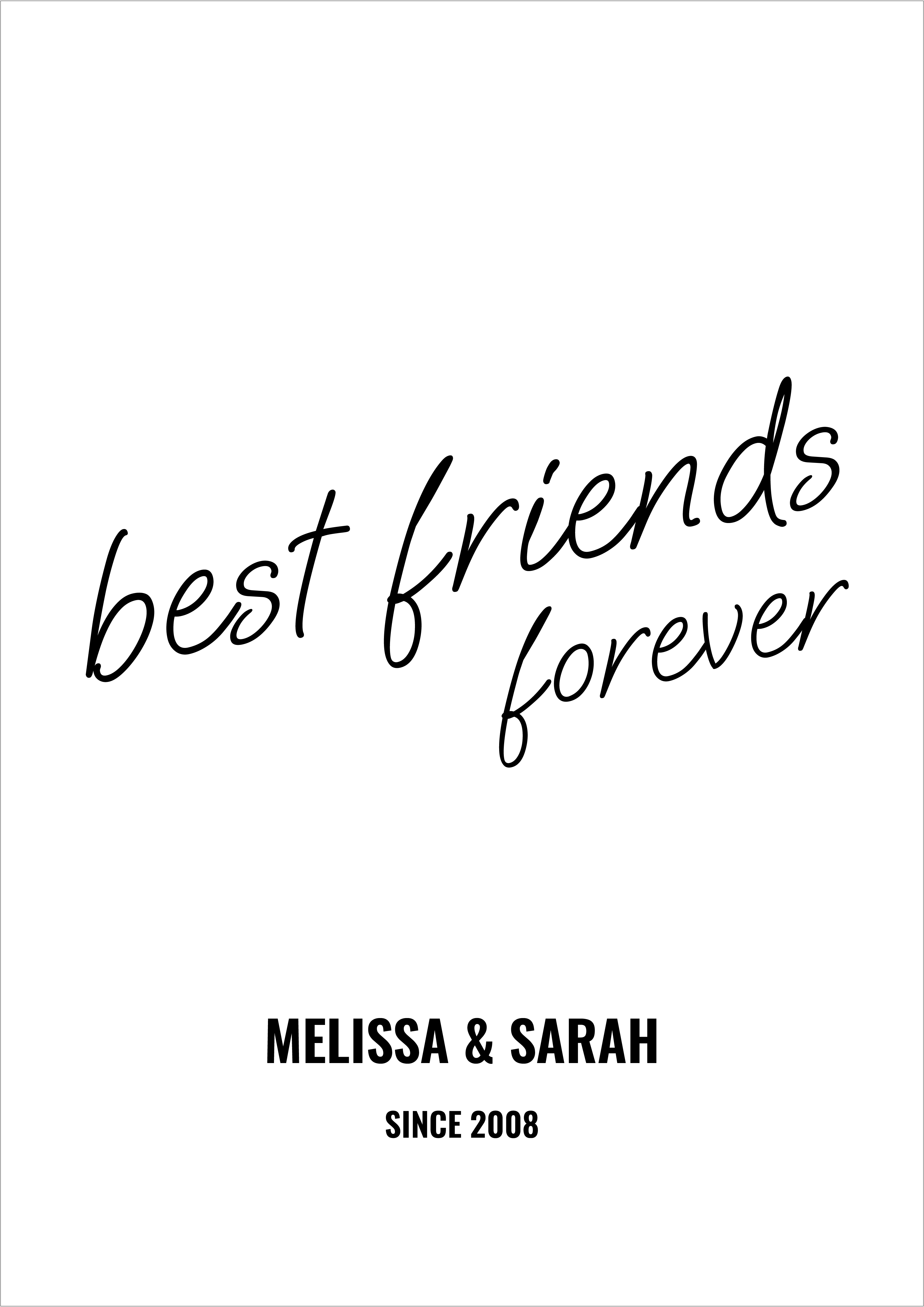 BFF White - Dates & Names Poster