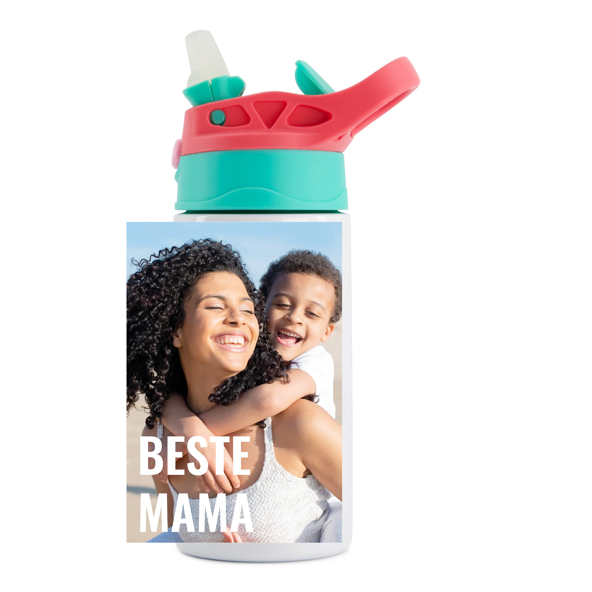 Kinderflasche Grün | Bild mit weißem Text