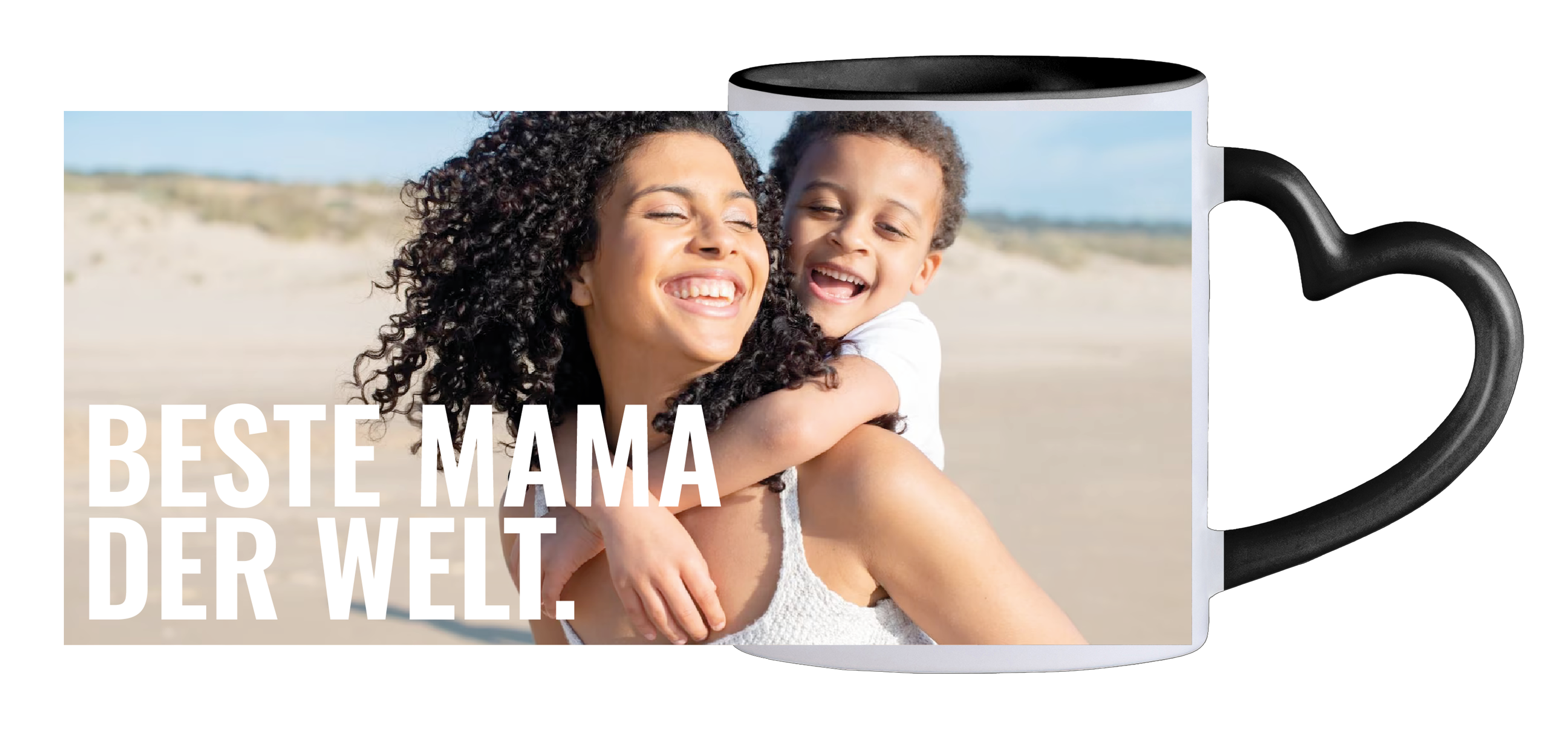 Bild mit Text 4 - Herztasse Schwarz