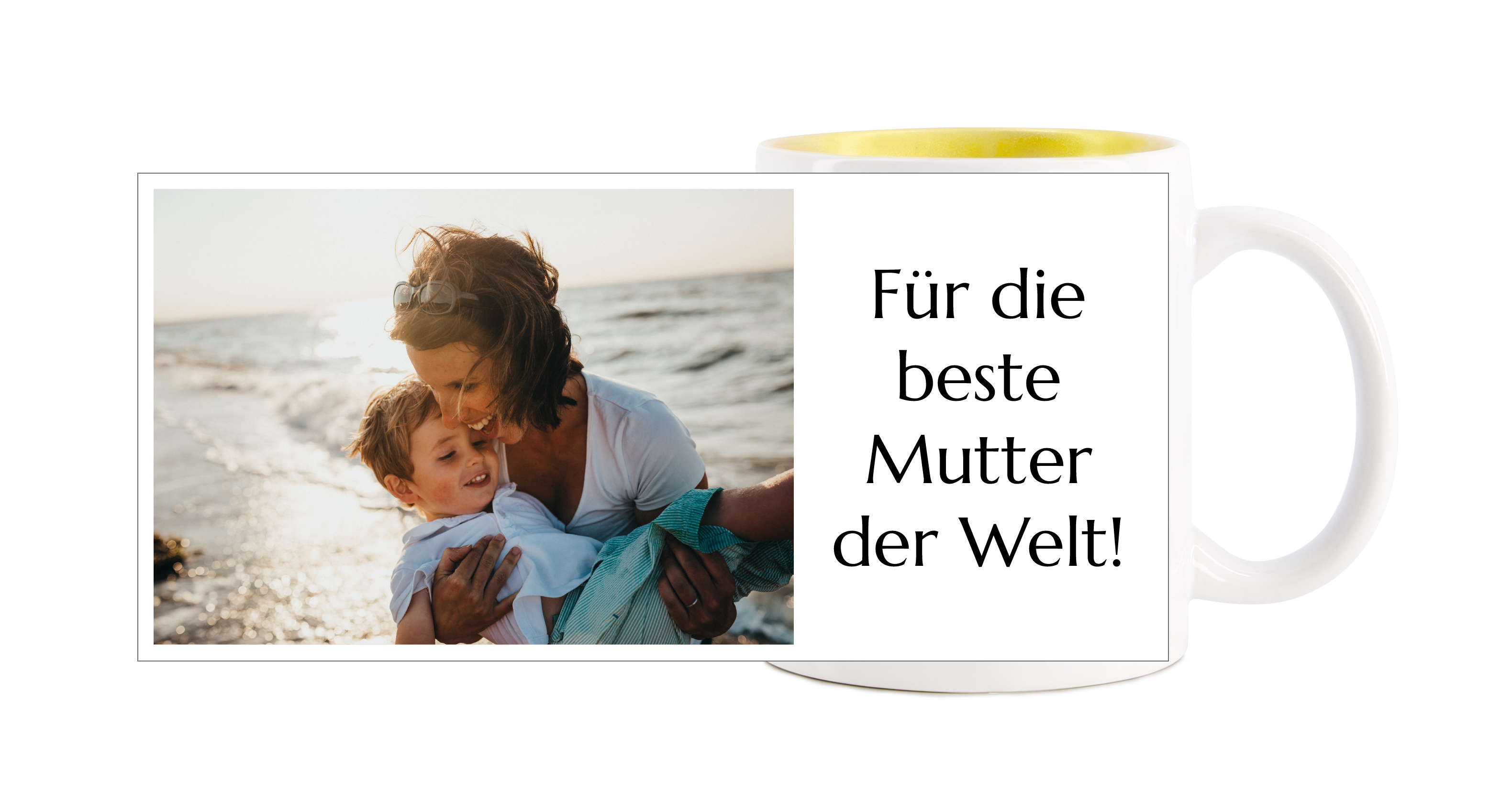Tasse Gold-Glitzer | Bild mit schwarzem Text