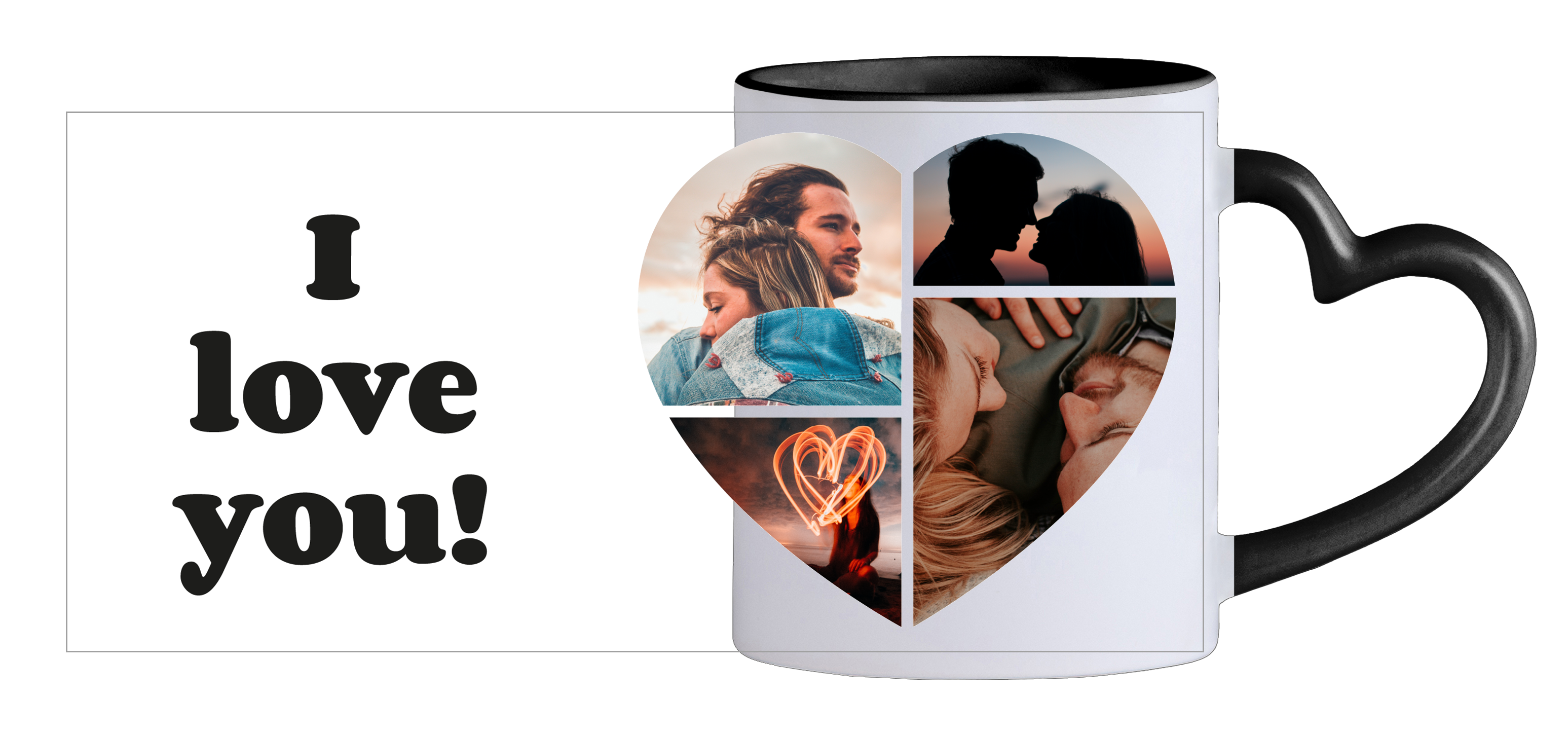 Herz Collage - Herztasse Schwarz