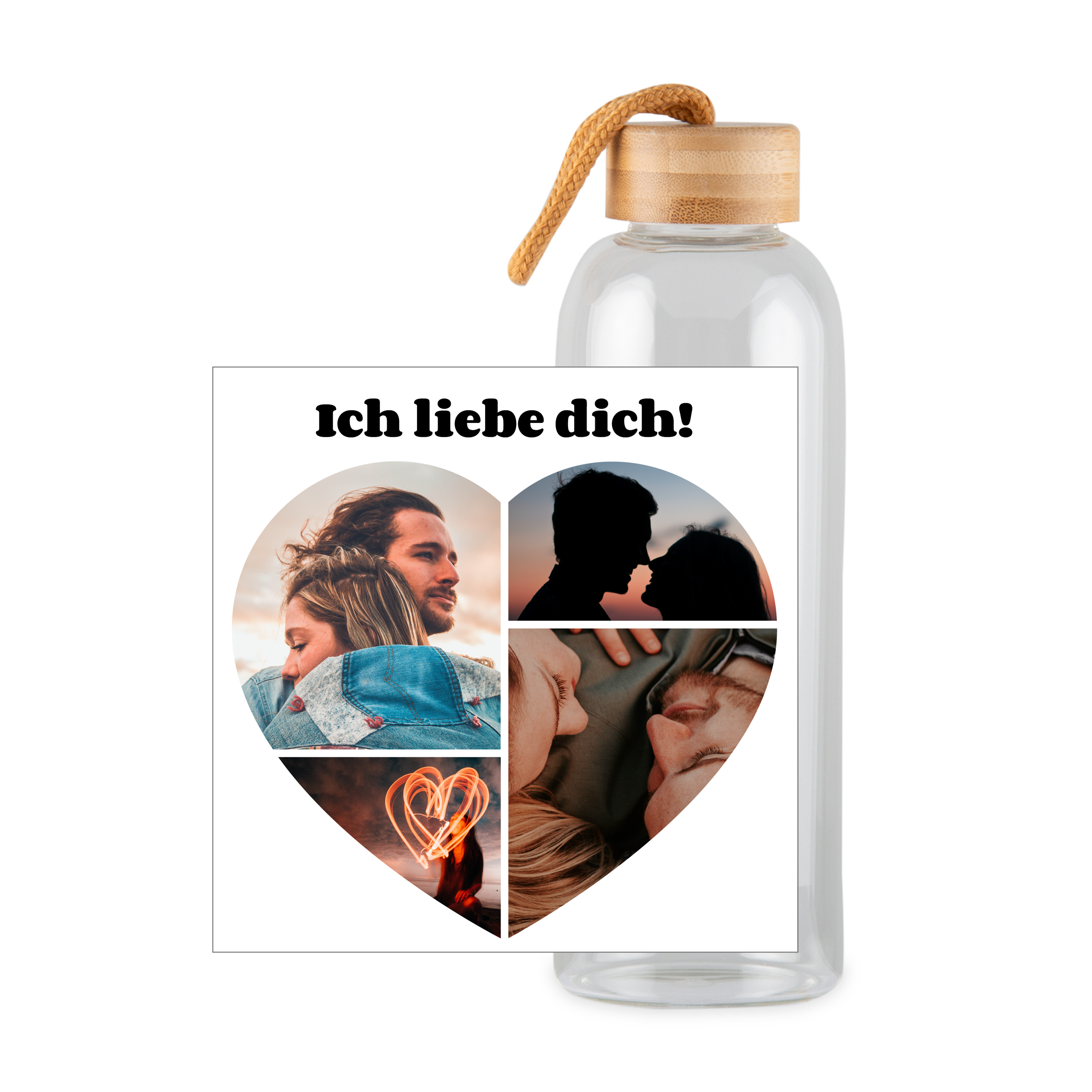 Herzcollage - Trinkflasche (weiß)