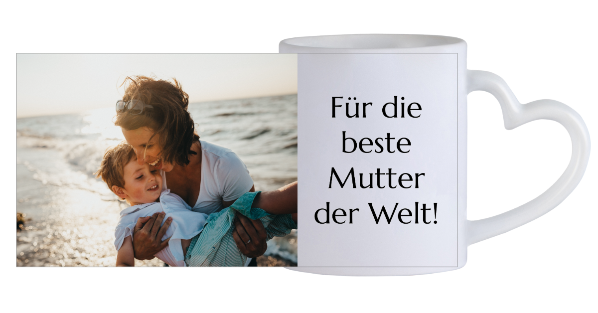 Bild mit Text rechts Herztasse