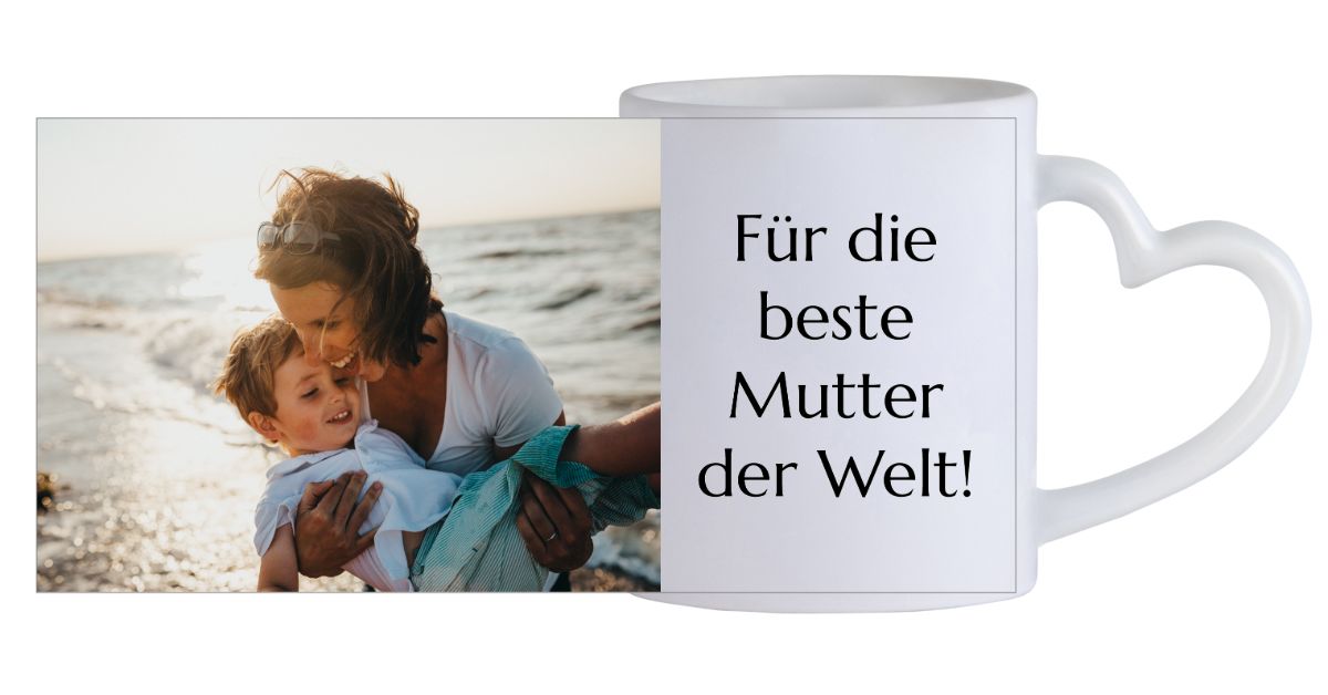 Bild mit Text rechts Herztasse