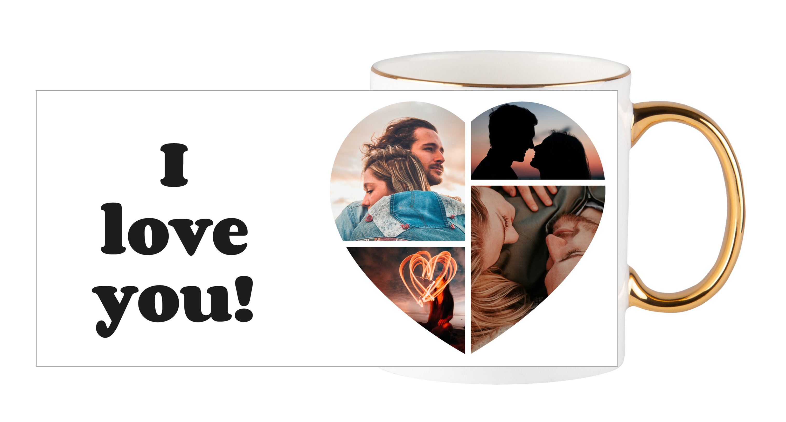 Coeur Collage - Tasse avec anse dorée