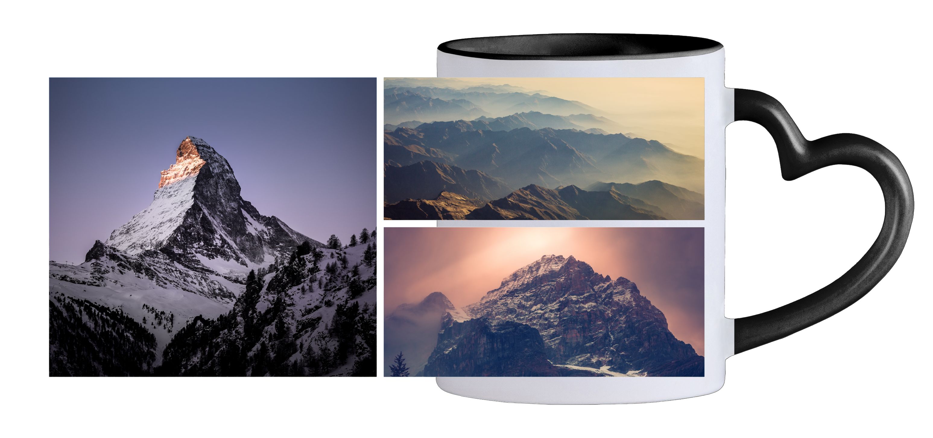 3 images - Tasse cœur noire