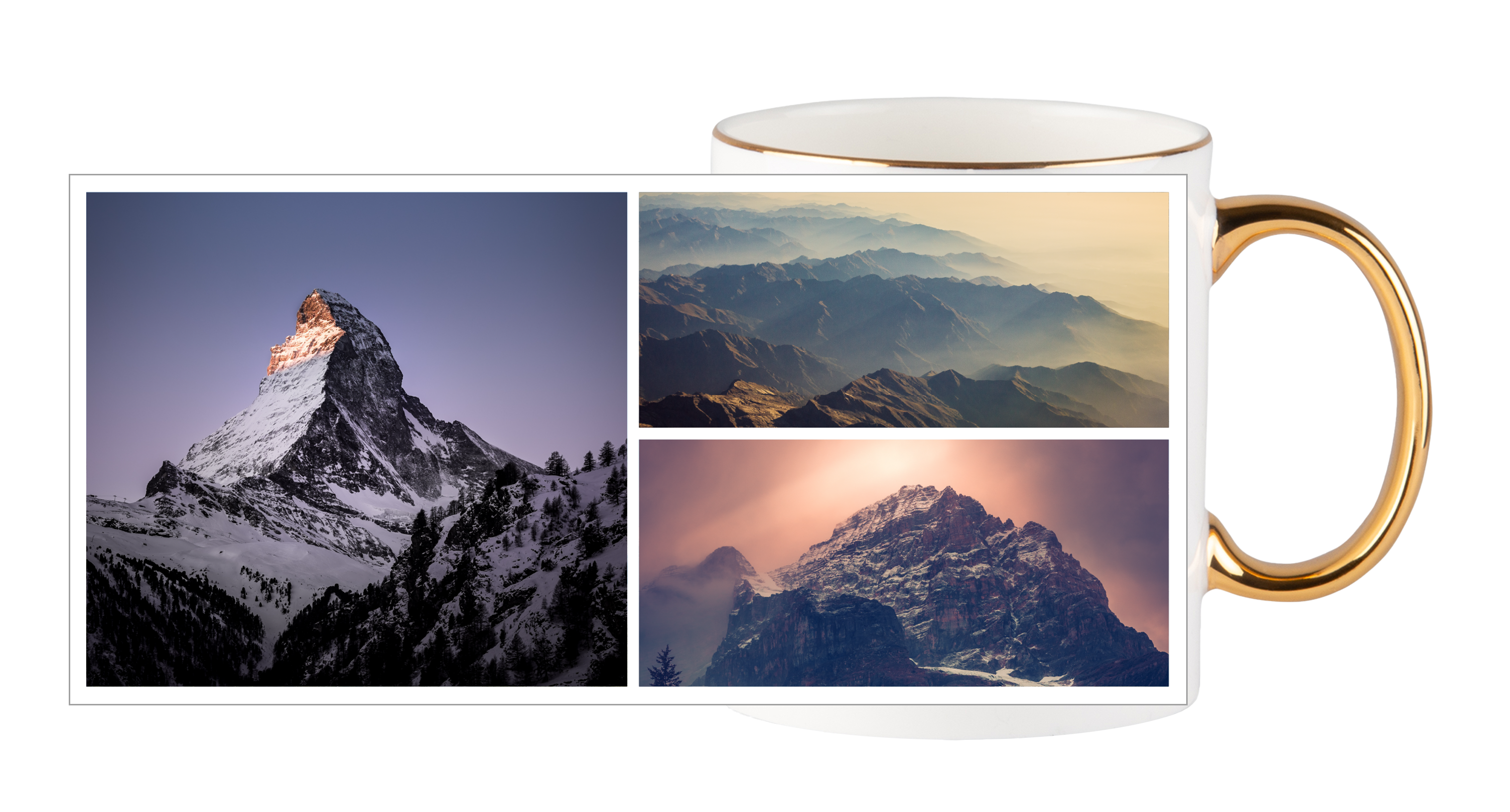 3 Bilder - Tasse mit Goldhenkel 