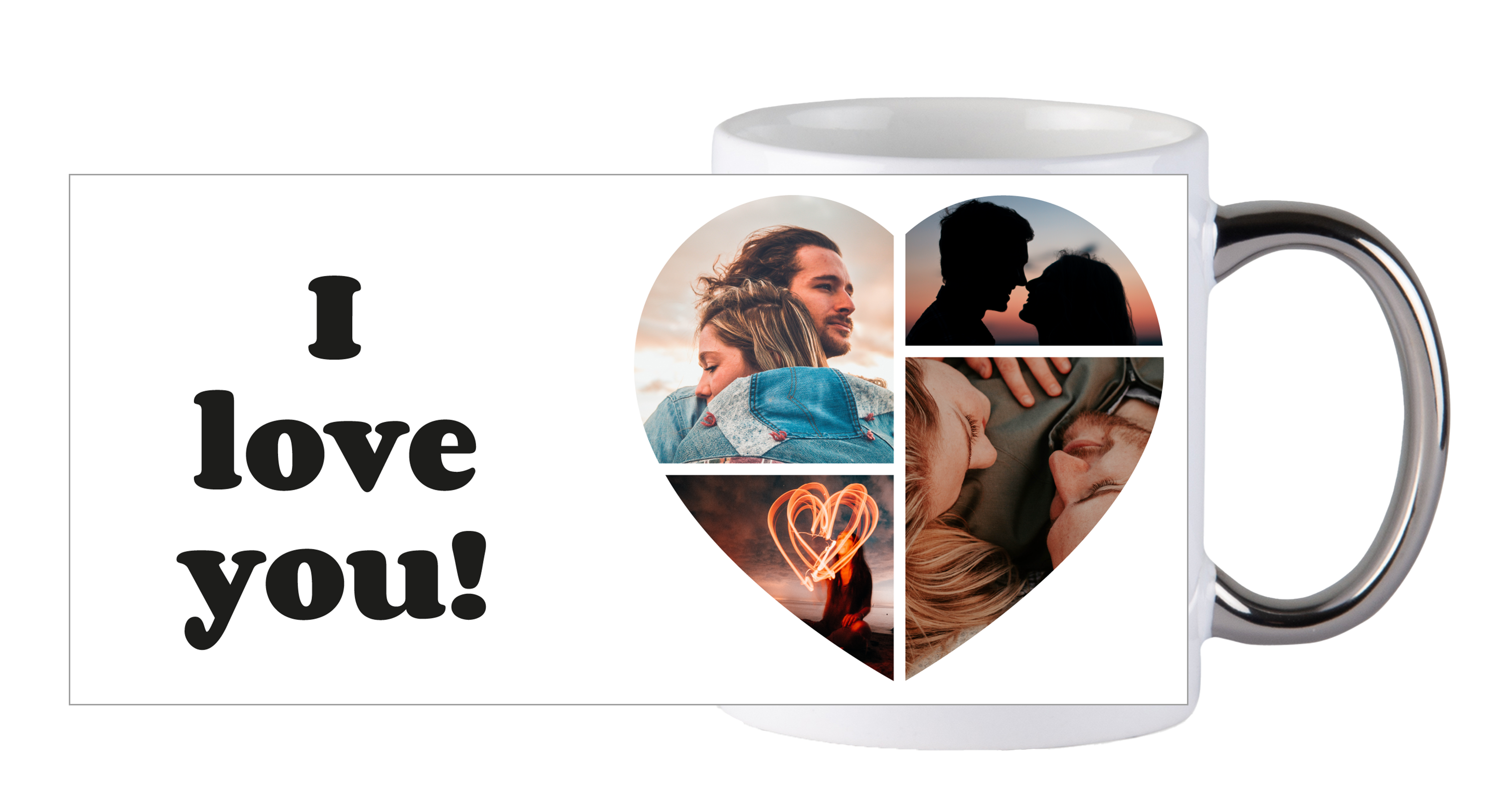 Coeur Collage - Tasse avec anse argentée