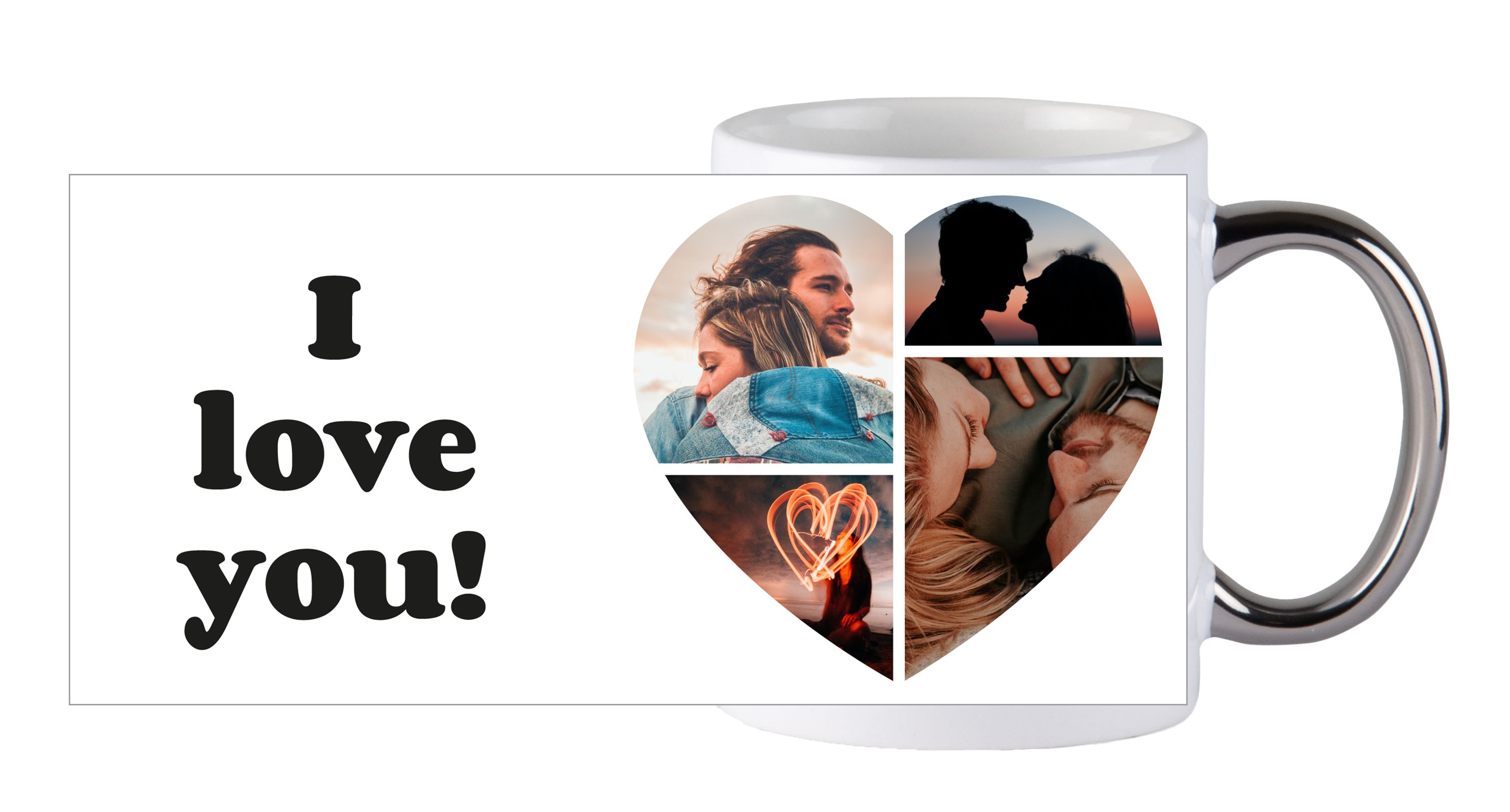Coeur Collage - Tasse avec anse argentée