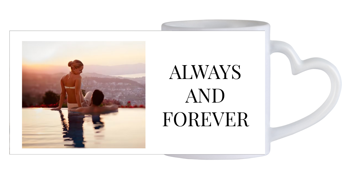 Image avec texte - Tasse en forme de cœur blanche