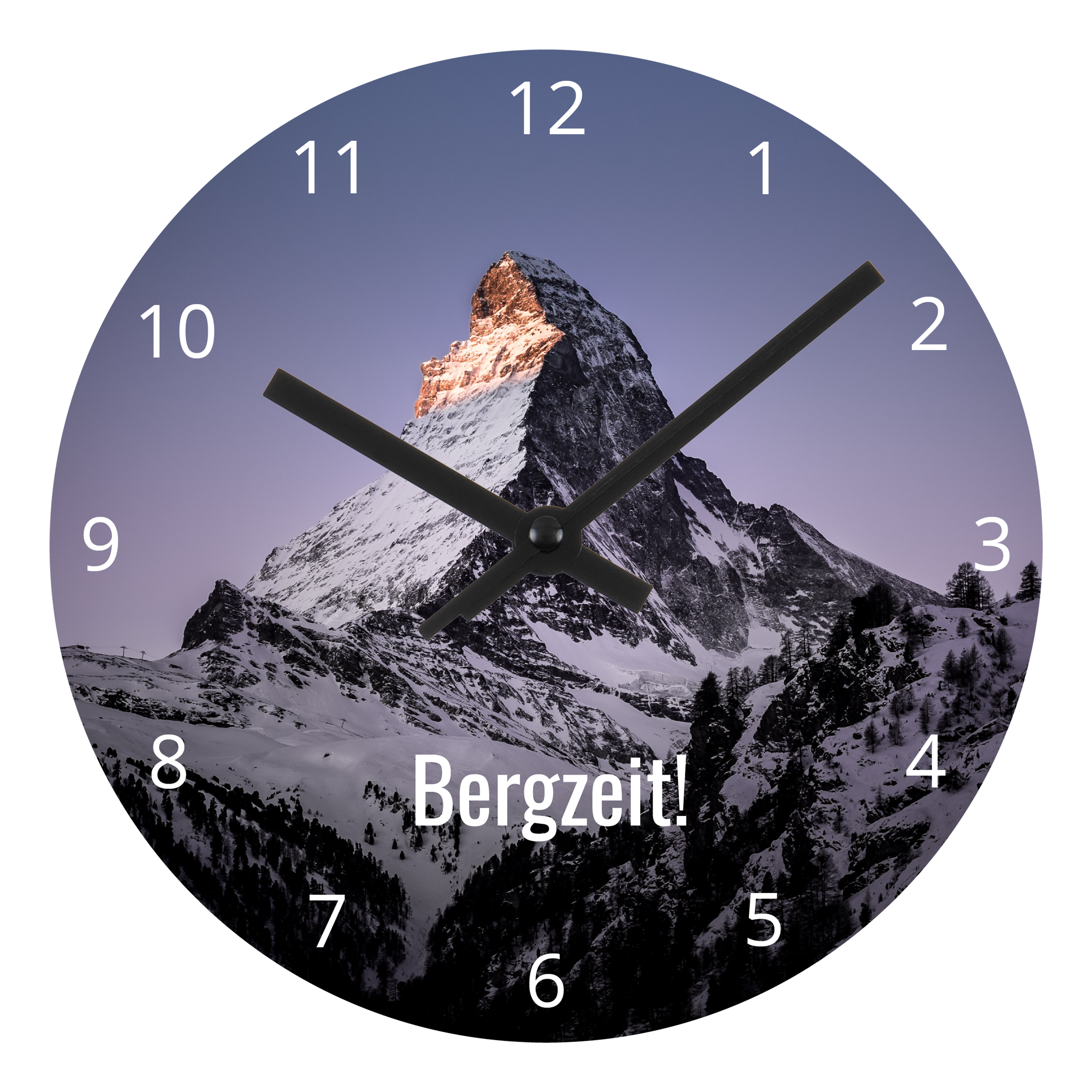 Image et texte avec numéros blancs - Horloge en bois