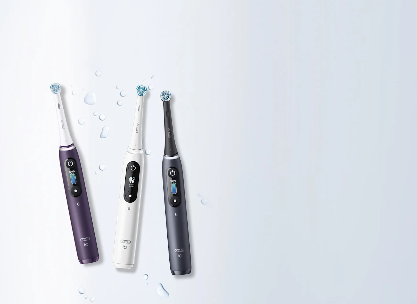 Oral-B iO series termékcsalád rózsakvarc, alabástromfehér és ónixfekete színű elektromos fogkeféi közül!