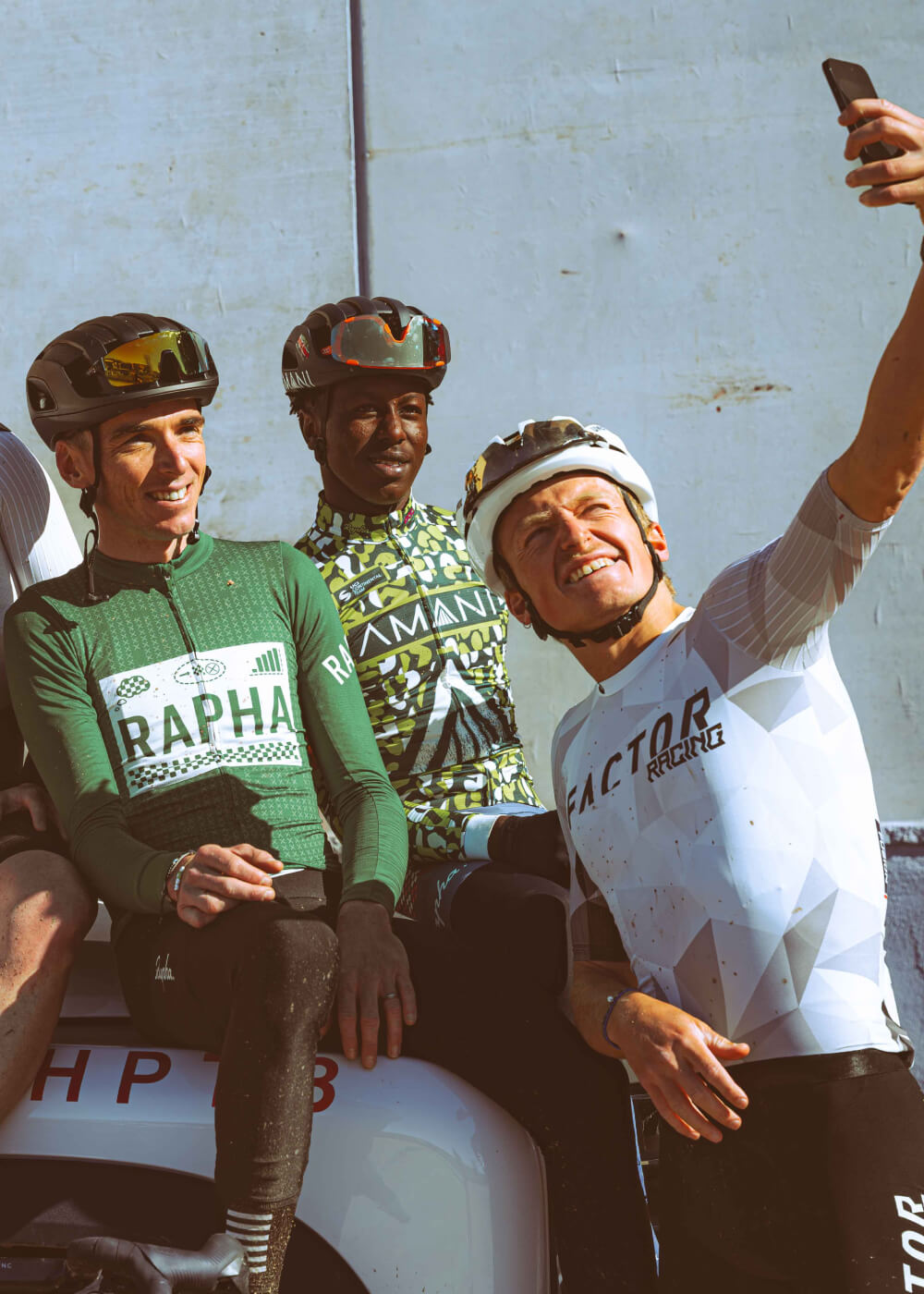 Factor Racing Athletes taking a selfie at the Girona HQ