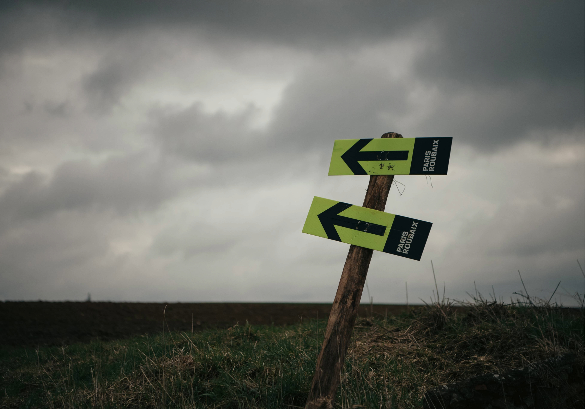 Signs on the Paris-Roubaix course
