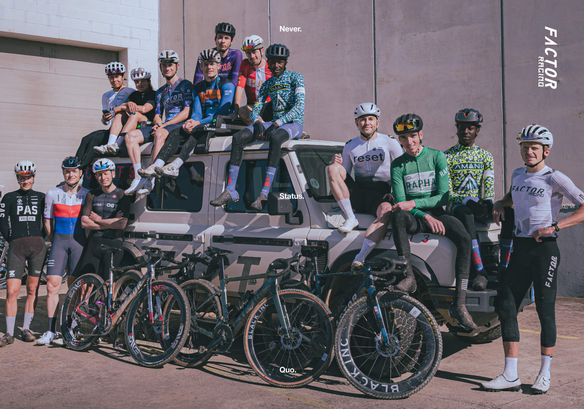 Factor Racing Athletes assembled at the Factor Girona HQ