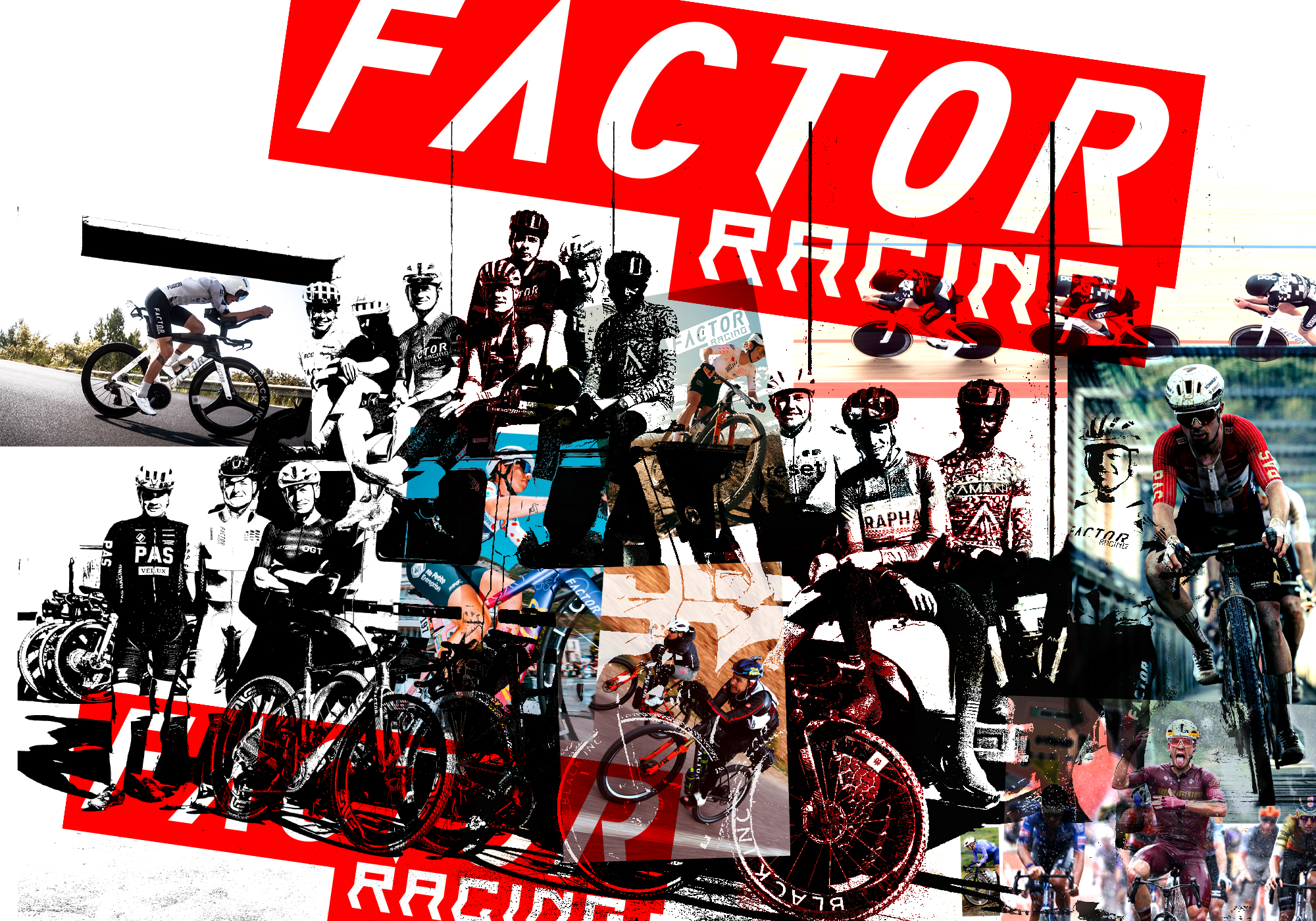 A mash-up of Factor Racing athlete photos