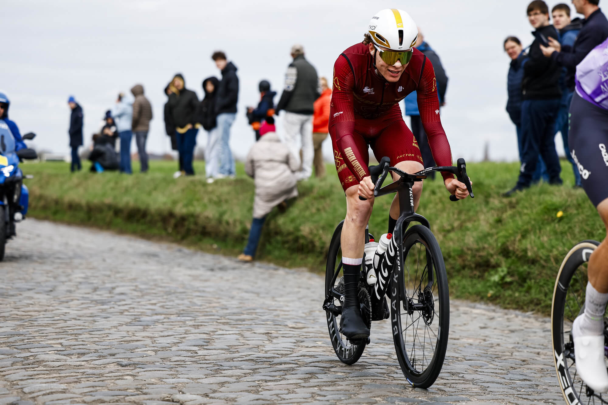 Modern Adventure Pro Cycling racing Kuurn-Brussel-Kuurne 2026 on a Factor ONE road bike