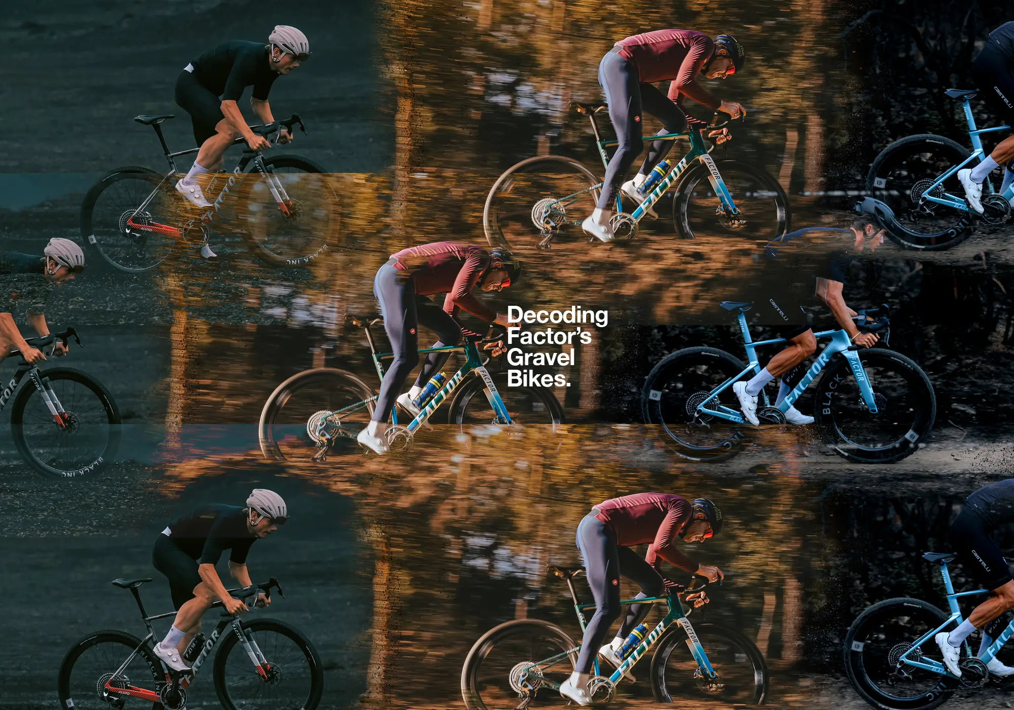 Collage of Factor Gravel Bikes with the title Decoding Factor's Gravel Bikes heading