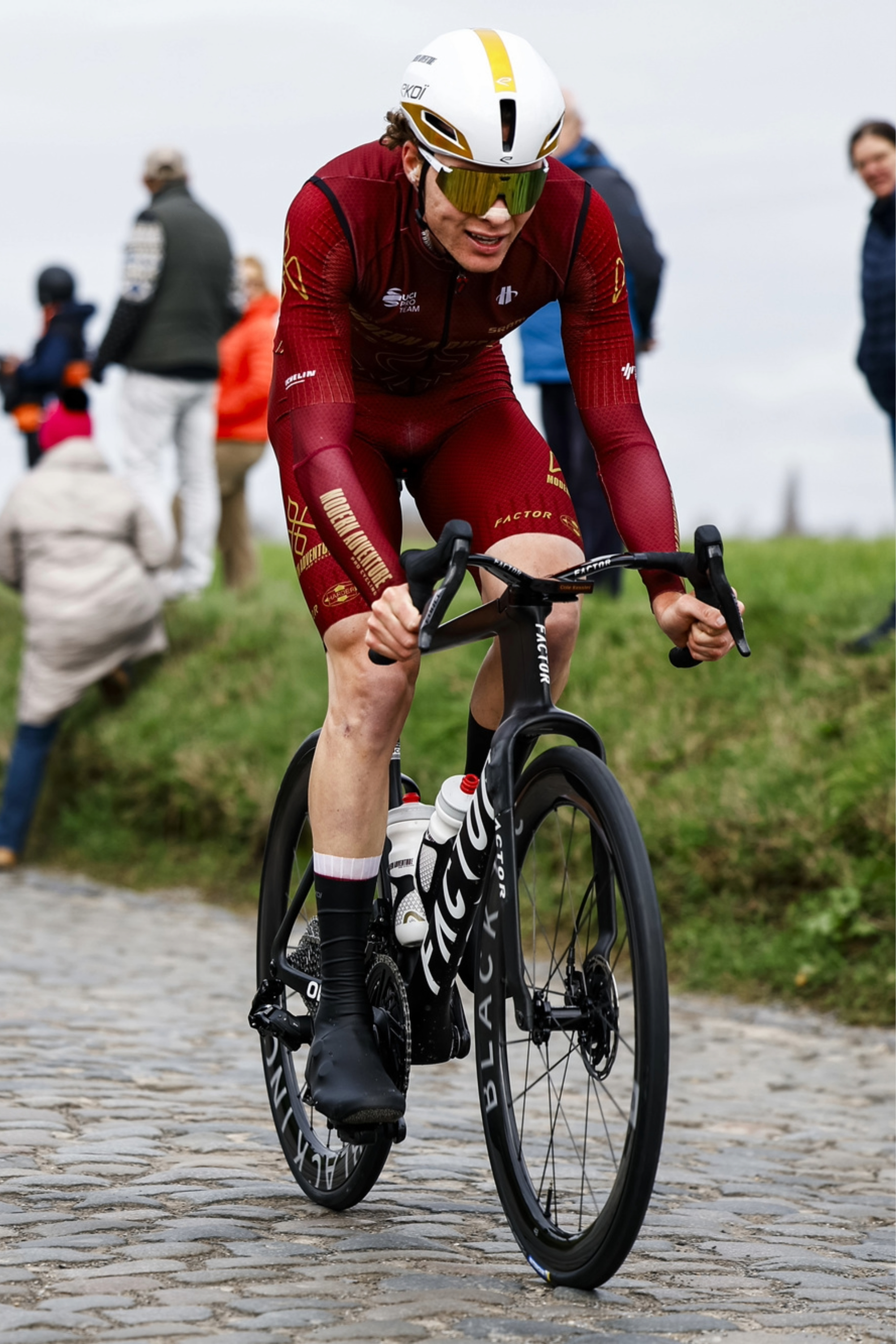 MAPRO rider, riding the cobbles at Kuurne Brussel Kuurne on the Factor ONE