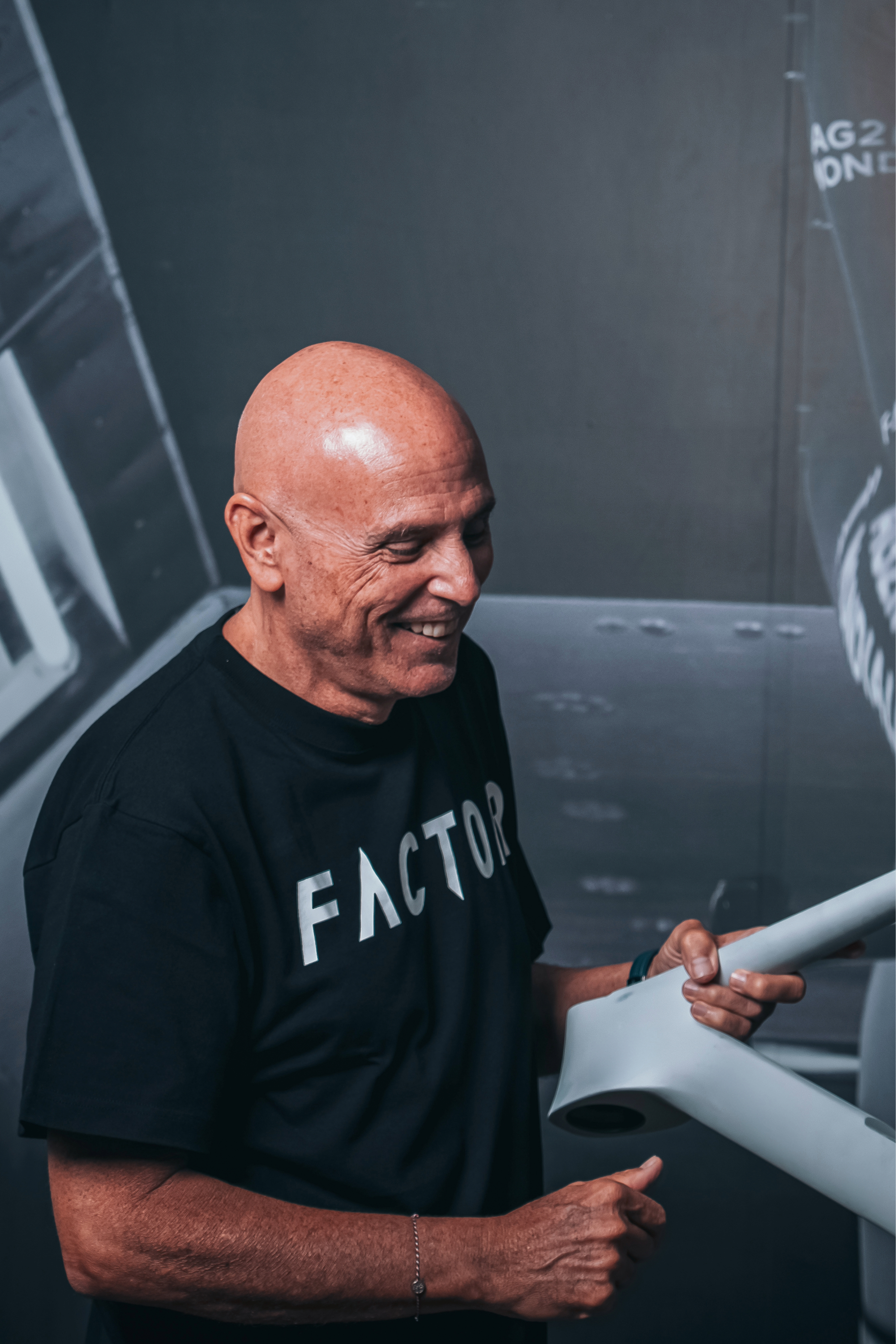 Rob Gitelis inspecting a bike frame