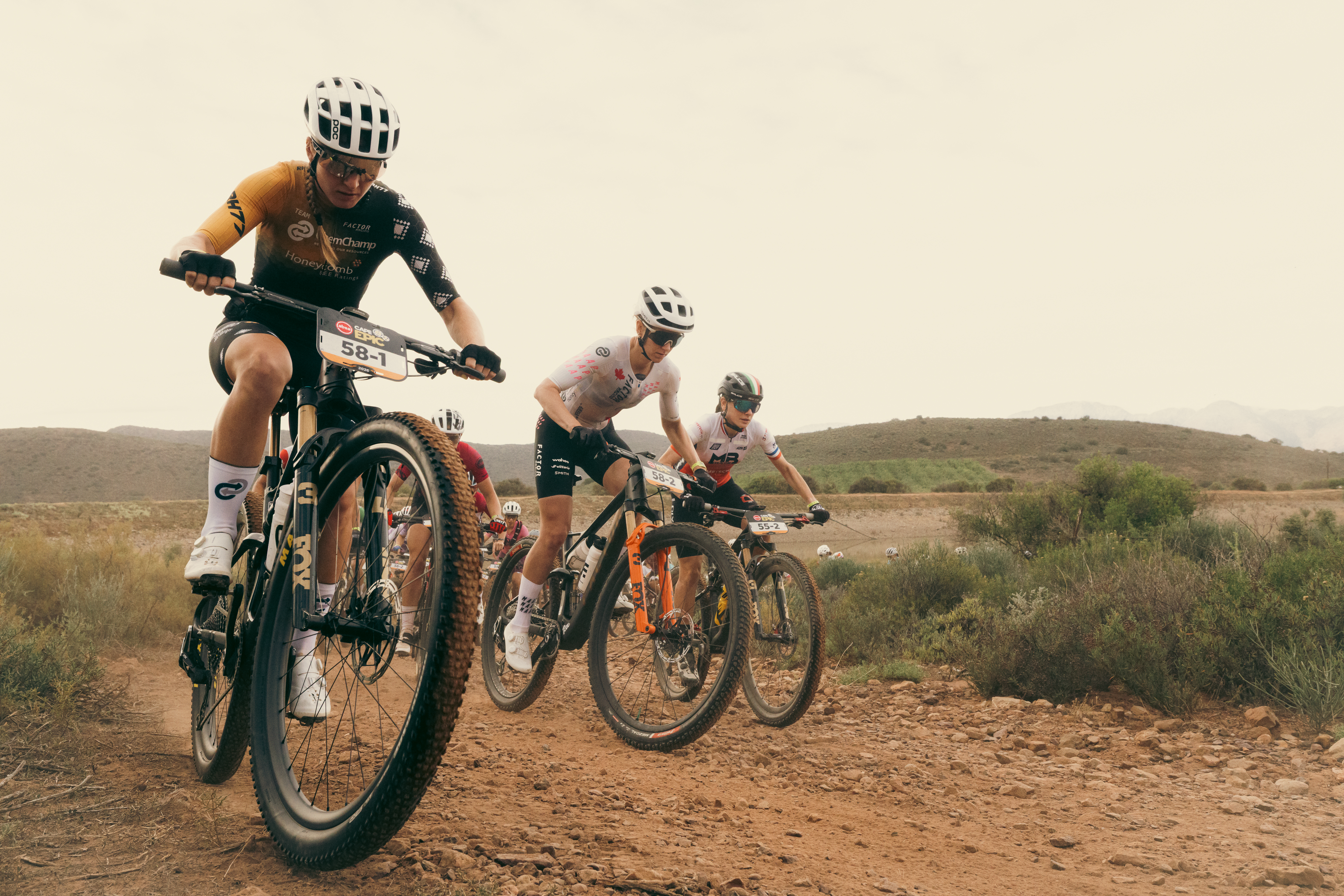 Haley Hunter Smith & Hayley Preen riding Factor LANDO XC mountain bikes at South Africa's Cape Epic Race